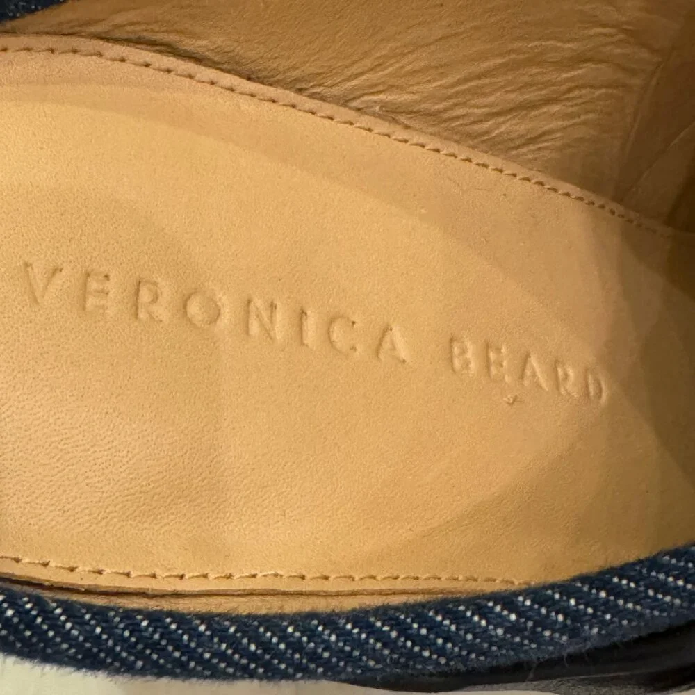 Like new Veronica Beard Dacey Denim & Navy Blue Leather Buckle Clogs Siz… - Picture 8 of 8